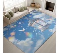 Alfombra antideslizante con diseño de animé de ensueño de pelo corto, diseño de libro de cuentos, alfombra romántica de cristal, 120 x 160 cm, comedor, cocina y oficina