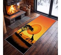 Alfombra antideslizante con diseño de jirafa y árbol de acacia, 80 x 240 cm