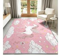 Alfombra antideslizante de 180 x 240 cm, diseño de unicornio Pegasus, ligera, lavable a máquina, alfombra de pelo bajo para comedor, hogar, oficina, dormitorio, salón, decoración del hogar