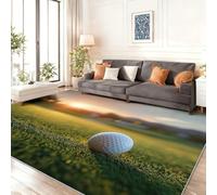 Alfombra Antideslizante de Franela 160 x 230 cm, Pelo Corto Ultra Suave Vistoso, Estampado Fotografía Atardecer Pelota de Golf, Lavable a Máquina para Salón y Dormitorio