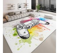 Alfombra Antideslizante de Pelo Corto Caricatura Juego Grafiti Rayas, Tapete Rectangular 80 x 150 cm para Sala de Estar Dormitorio Habitación Infantil Comedor y Decoración del Hogar Graffiti Acuarela