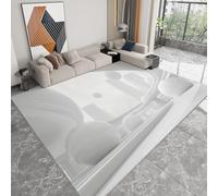 Alfombra Antideslizante de Pelo Corto Crema, Tapete Rectangular 120 x 170 cm para Sala de Estar Dormitorio Habitación Infantil Comedor y Decoración del Hogar Esferas Geométricas 3D Modernas