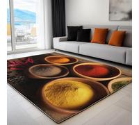 Alfombra Antideslizante de Pelo Corto Especias Coloridas Geometría, Tapete Rectangular 100 x 160 cm para Sala de Estar Dormitorio Habitación Infantil Comedor y Decoración del Hogar Realismo