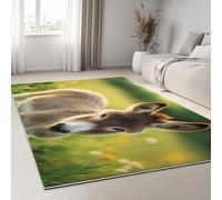 Alfombra Antideslizante de Pelo Corto Flores De La Tierra Burros, Tapete Rectangular 180 x 240 cm para Sala de Estar Dormitorio Habitación Infantil Comedor y Decoración Fotografía De Naturaleza