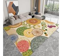 Alfombra Antideslizante de Pelo Corto Plantas Geométricas Retro, Tapete Rectangular 140 x 200 cm para Sala de Estar Dormitorio Habitación Infantil Comedor y Decoración del Hogar Mediados De Siglo