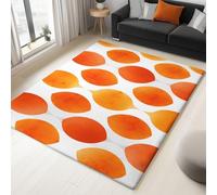Alfombra Antideslizante de Pelo Corto Rayas Ovaladas Naranjas, Tapete Rectangular 120 x 170 cm para Sala de Estar Habitación Infantil Comedor y Decoración del Hogar Estilo De Mediados De Siglo