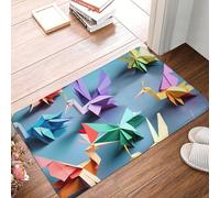 Alfombra Antideslizante Grullas De Papel Multicolor De Origami Antideslizante Perro Alfombra Absorbente Resistente Oficina Felpudo Entrada 40X60Cm
