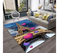 Alfombra Antideslizante, Impresión 3D Vista De La Torre Eiffel En París, Francia Alfombra Impresa Decoración De Dormitorio Alfombras De Noche Alfombra De Salón De Oficina Alfombra De Pi /1929719819148