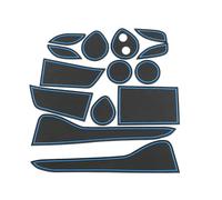 Alfombra Antideslizante Juego 14 Piezas Alfombrillas Ranura para Puerta Antideslizante Coche Accesorios Posavasos para C-HR 2016-2020(BLU)