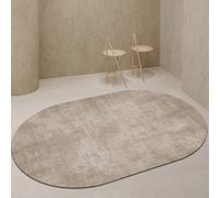 Alfombra antideslizante lavable, 80 x 200 cm, pelo corto, diseño simple caqui, perfecta para dormitorio, sala de estar, pasillo, alfombra ovalada grande para decoración del hogar