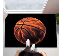 Alfombra Antideslizante Lavable en Lavadora, 40x60cm Felpudo Entrada Casa Baloncesto 3D Alfombrilla para Puerta Estilo De Dibujos Animados Suaves Absorbentes para Pasillo, Cocina, Dormitorio, Naranja