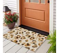 Alfombra Antideslizante Lavable en Lavadora, 40x60cm Felpudo Entrada Casa Estampado Leopardo Brillante Alfombrilla para Puerta Arte Minimalista Absorbentes para Pasillo, Cocina, Dormitorio, Beige
