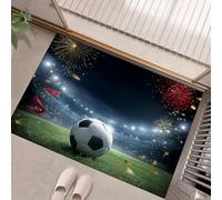 Alfombra Antideslizante Lavable en Lavadora, 90x150cm Felpudo Entrada Casa Tema Fútbol Alfombrilla para Puerta Aplausos Durante Partido Absorbentes para Pasillo, Cocina, Dormitorio, Negro Y Verde