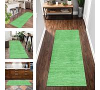 Alfombra antideslizante lavable para cocina, 100 x 300 cm, moderna, abstracta, verde, para interiores, habitación de niños, baño, pasillo y sala de estar, resistente a las manchas