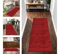Alfombra antideslizante lavable para cocina, 120 x 300 cm, moderna, abstracta, roja, para pasillo, habitación de los niños, alfombra de entrada, resistente a las manchas, para sala de estar y baño