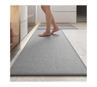 Alfombra antideslizante para cocina Linen Kitchen Rug Absorbs Water and Oil Non-slip and Wear-resistant Long Floor Mat No-wash Wipeable Carpet Stain-resistant para suelo cocina(Grey,45x120cm (1pcs))