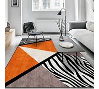 Alfombra Antideslizante para el Dormitorio de la Sala Naranja rayado blanco y negro simple,Alfombras antideslizantes extragrandes medianas para decoración del hogar-200x300cm (6.6ft x 9.8ft)