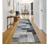 Alfombra antideslizante para pasillo, color azul y gris, con parte trasera de goma, ideal para espacios estrechos, salas de conferencias, cocinas, disponible en tamaños de 14,5 m, 80 x 100 cm