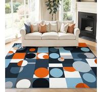 Alfombra Antideslizante para Salón, Abstracto Retro Geométrico Círculos Alfombras Estampadas de Fácil Cuidado - Vistoso Alfombras de Franela para Comedor Sala de Juegos, 120 x 180 cm