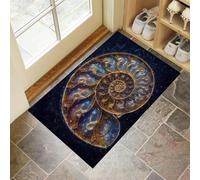 Alfombra Antideslizante Textura En Espiral Felpudo Entrada Casa Amonita Exquisita Alfombra Lavable y Absorbente Tapete Perfil Bajo para Perros, Mascotas, Puertas y Pasillos, Azul Oscuro, 60x120cm