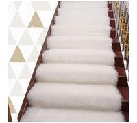 Alfombra antideslizante y esponjosa para peldaños | Alfombra de felpa autoadhesiva | Alfombrillas suaves y peludas para escaleras de interior | Cubierta protectora para escaleras - Blanco - 7 unidades