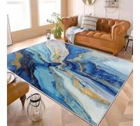 Alfombra Antideslizante y Lavable 160x230 cm Abstracto Fluido de MáRmol Alfombra Moderna de Pelo Corto, Alta Densidad Azul Suave y Agradable, para Salón, Sala de Estar y Dormitorio