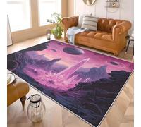 Alfombra Antideslizante y Lavable 180x240 cm MontañAs de Cristal de FantasíA Alfombra Moderna de Pelo Corto, Alta Densidad PúRpura Suave y Agradable, para Salón, Sala de Estar y Dormitorio