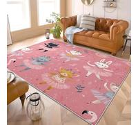 Alfombra Antideslizante y Lavable 200x300 cm Ballet de Cuento de Hadas de Dibujos Animados Alfombra Moderna de Pelo Corto, Alta Densidad Rosa Suave y Agradable, para Salón, Sala de Estar y Dormitorio