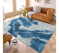 Alfombra Antideslizante y Lavable 60x90 cm Textura de MáRmol Abstracta Alfombra Moderna de Pelo Corto, Alta Densidad Azul GrisáCeo Suave y Agradable, para Salón, Sala de Estar y Dormitorio