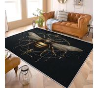 Alfombra Antideslizante y Lavable 80x150 cm Ciencia FiccióN Abstracto Abeja MecáNica Alfombra Moderna de Pelo Corto, Alta Densidad Negro Suave y Agradable, para Salón, Sala de Estar y Dormitorio