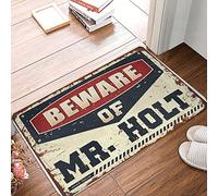 Alfombra antifatiga impermeable lavable para patio al aire libre | Cuidado con el Sr. Holt para baño esponjoso para muebles de cueva de hombre (65 x 90 cm)