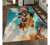Alfombra área Animales cocodrilo Realista Tropical Wild Animal 3D Alfombras Lavables Pelo bajo Suave Antideslizante para Porche Sala Juegos 90x120cm