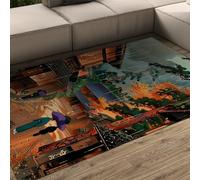 Alfombra área Estilo Ukiyo-E Lavable alfombras Suaves Pelo bajo Casas japonesas Machiya Autumny Alley Alfombra Antideslizante para salón Dormitorio Sala té 200x250cm