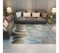 Alfombra área Piedras SPA Antideslizante Suave Pelo bajo Alfombra Interior orquídea Blanca alfombras Granja para Comedor salón Dormitorio 150x210cm