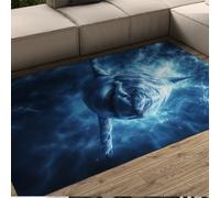 Alfombra área Tiburones Animales océano para Sala Estar Comedor Dormitorio Cocina Alfombra Azul Lavable Pelo bajo Antideslizante para pasillos guardería 160x230cm