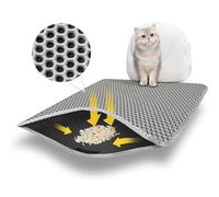 Alfombra Arenero Gato 60 X 45 cm, Impermeable, Doble Capa, Alfombrilla Para Arenero De Gato, Grandes Agujeros, Alfombra Gatos Arenero, Gris