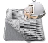 Alfombra Arenero Gato 90x60cm Alfombra Gato Cat Litter Mat EVA Diseño de Doble Capa en Forma gris Alfombrilla para arena para gatos impermeable, con cierre de, color gris
