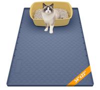 Alfombra Arenero Gato Silicona Impermeable Bordes Elevados 86x56cm, Alfombra Gatos Arenero Grande Antideslizante, y Alfombrilla Arenero Gato Diseño Panal Fácil Limpiar, Azul