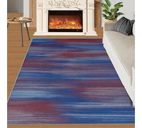 Alfombra Art Home Decoe con Rayas degradadas Azules Rojas, alfombras abstractas Antideslizantes de minimalismo Moderno, aplicadas en salón, Dormitorio, Comedor y Pasillo (60x90cm)