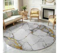 Alfombra Art Line Minimalista blanca 80 cm, lavable a máquina y antideslizante, ideal para zonas de alto paso, alfombra de pelo corto, textura de mármol, para salón, comedor, dormitorio