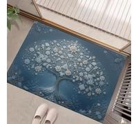 Alfombra Atrapapolvo 40 X 60 Cm, Árbol La Vida Alfombra Antideslizante Lavable En Lavadora, Felpudo Entrada con Arte Arabesco Suaves Absorbentes para Perro, Entrada, Puerta Y Pasillo, Azul Oscuro