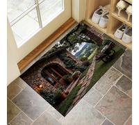 Alfombra Atrapapolvo 40 X 60 Cm, Casas Antiguas Alfombra Antideslizante, Felpudo Entrada con Retro Campestre Suaves Absorbentes para Perro, Entrada, Puerta Pasillo, Marrón