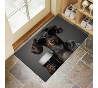 Alfombra Atrapapolvo 40 X 60 Cm, Perro Tejonero Alfombra Antideslizante Lavable En Lavadora, Felpudo Entrada con Perro Abstracto Suaves Absorbentes para Perro, Entrada, Puerta Y Pasillo, Gris