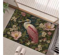 Alfombra Atrapapolvo, 60x120cm Alfombra Racimo Flores Espátula Antideslizante Lavable en Lavadora, Felpudo de Entrada Flores Y Animales Suaves Absorbentes para Entrada, Puerta y Pasillo, Verde Salvia