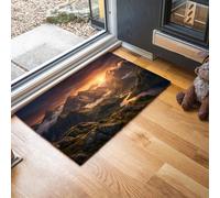 Alfombra Atrapapolvo Amanecer Sobre Montañas, Felpudo de Entrada Casa Paisaje Montañoso Fantástico Alfombra Antideslizante Fácil de Limpiar para Puerta Interior y Exterior Cocina y Pasillo, 50x80cm