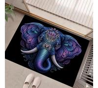 Alfombra Atrapapolvo Cabeza Elefante, Felpudo de Entrada Casa Costumbres Étnicas Alfombra Antideslizante Suaves Absorbentes Fácil de Limpiar para Puerta Interior y Exterior Cocina y Pasillo, 50x80cm