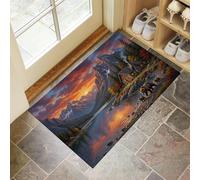 Alfombra Atrapapolvo Crepúsculo Otoñal Montaña El Lago, Felpudo de Entrada Casa País Americano Alfombra Antideslizante Suaves Absorbentes para Puerta Interior y Exterior Cocina y Pasillo, 80x120cm