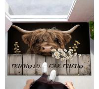 Alfombra Atrapapolvo Ganado Tierras Altas, Felpudo de Entrada Casa Campestre Alfombra Antideslizante Suaves Absorbentes Fácil de Limpiar para Puerta Interior y Exterior Cocina y Pasillo, 50x80cm