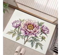 Alfombra Atrapapolvo Peonía, Felpudo de Entrada Casa Acuarelas Plantas Y Flores Alfombra Antideslizante Suaves Absorbentes Fácil de Limpiar para Puerta Interior y Exterior Cocina y Pasillo, 90x150cm