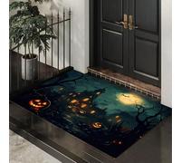 Alfombra Atrapapolvo Pueblo De Halloween, Alfombra Casa Embrujada De Terror Antideslizante Lavable en Lavadora, Felpudo de Entrada Absorbentes para Entrada, Puerta y Pasillo, 40 x 60 cm - Verde